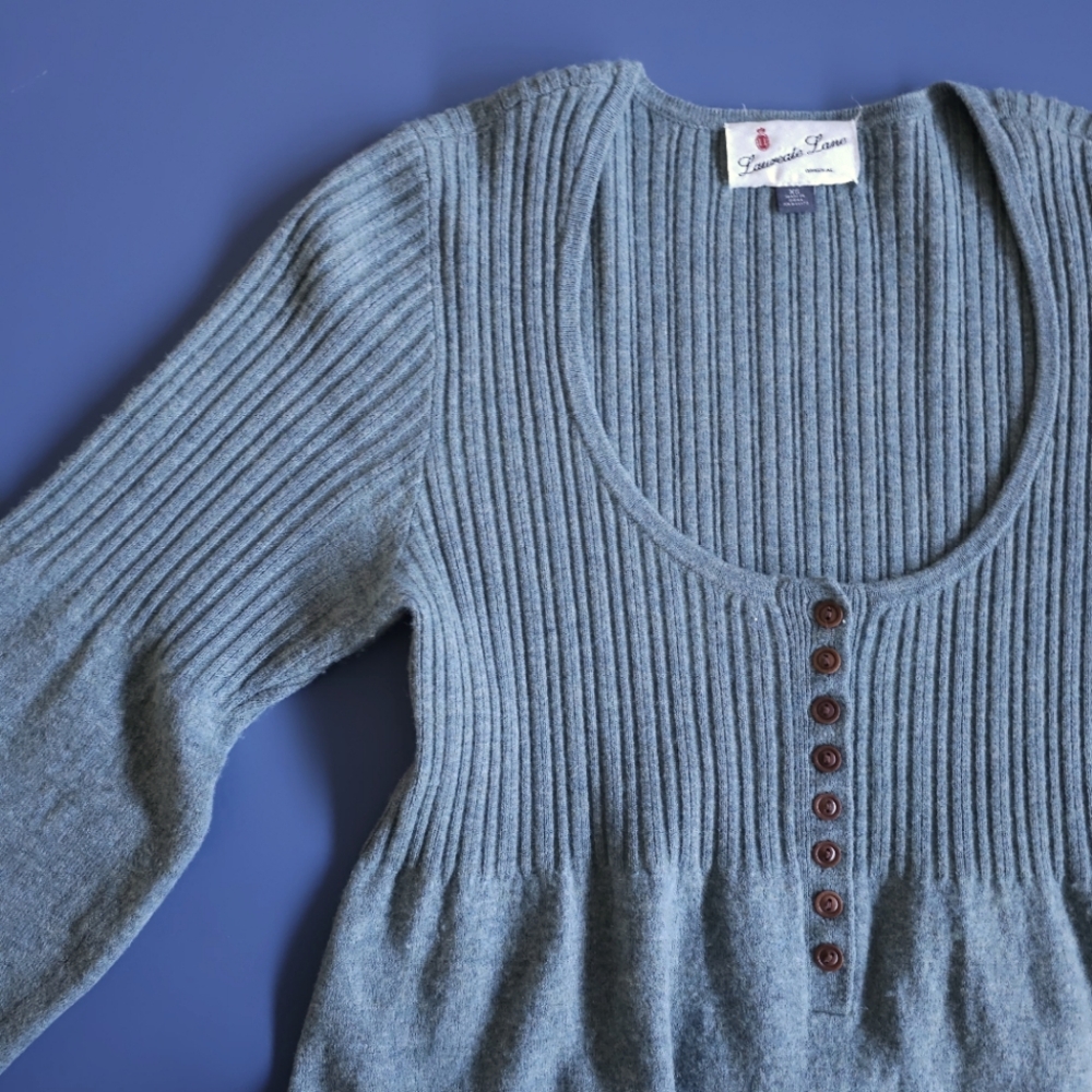 Anthropologie sweater babydoll dress XS ribbed button boho bohemian artsy
